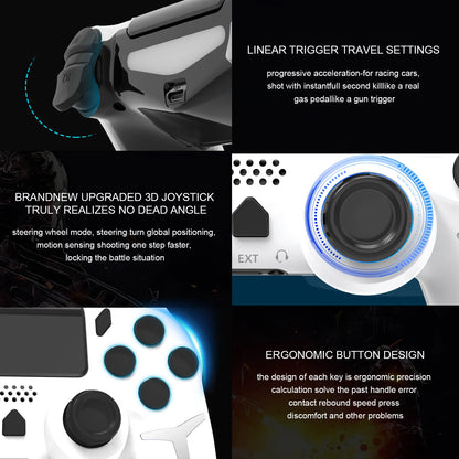 GAMINJA 6-axis Gyroscope Dual Vibration With touch pad Wireless Gamepad Bluetooth Controller For PS4 PS3 Console Computer PC