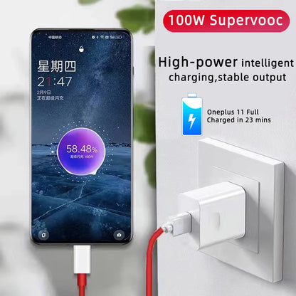 Original OnePlus Charger Supervooc 100W Type-A Power Adapter EU US Super Fast Type C Cable 12 11 10 for Realme Oppo Phone