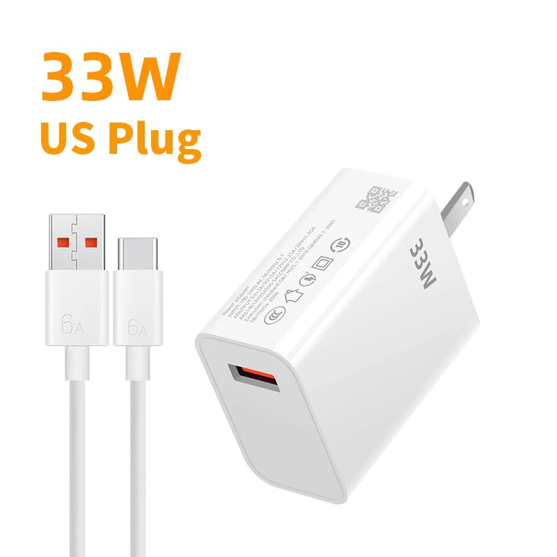 Xiaomi 33W USB Charger Fast Charging Charger Kit Mobile Phone Adapter for Mi Redmi Note 13 12 11 Poco Phone Quick Charge Plug
