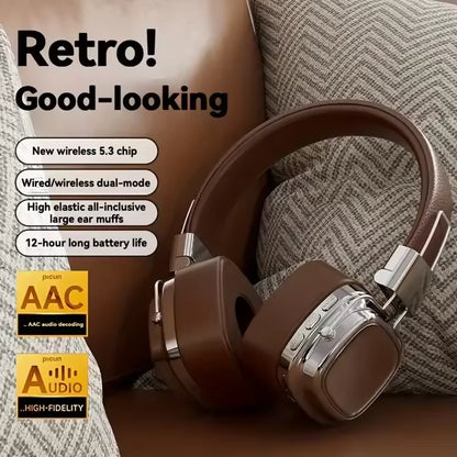 2025 New 5.3 Foldable Wireless Bluetooth Headsets Headset Gamer Choice Retro Over Ear Headphones DJ Stereo Sounds Bluetooth