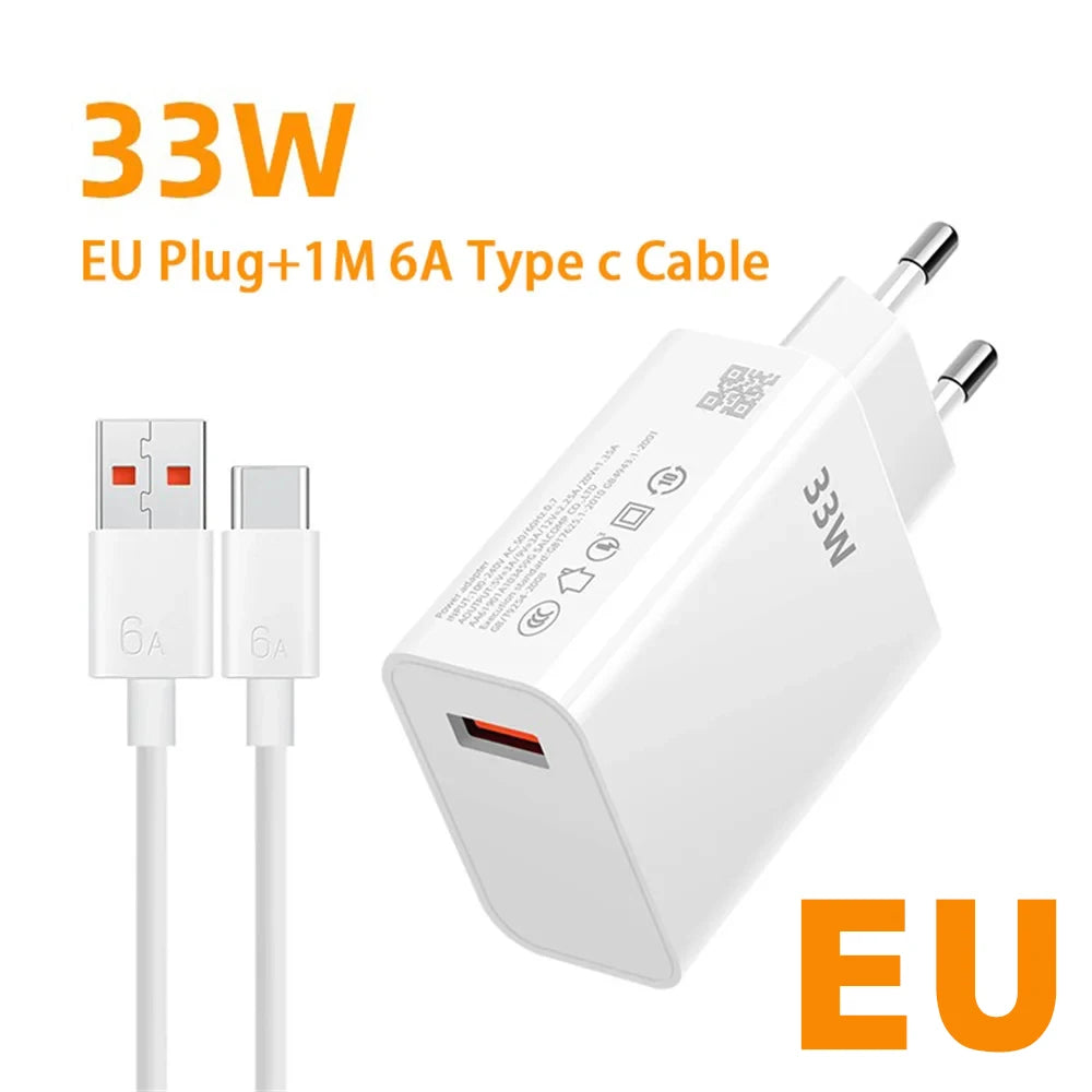 Xiaomi 33W USB Charger Fast Charging Charger Kit Mobile Phone Adapter for Mi Redmi Note 13 12 11 Poco Phone Quick Charge Plug