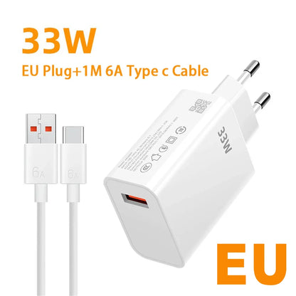 Xiaomi 33W USB Charger Fast Charging Charger Kit Mobile Phone Adapter for Mi Redmi Note 13 12 11 Poco Phone Quick Charge Plug