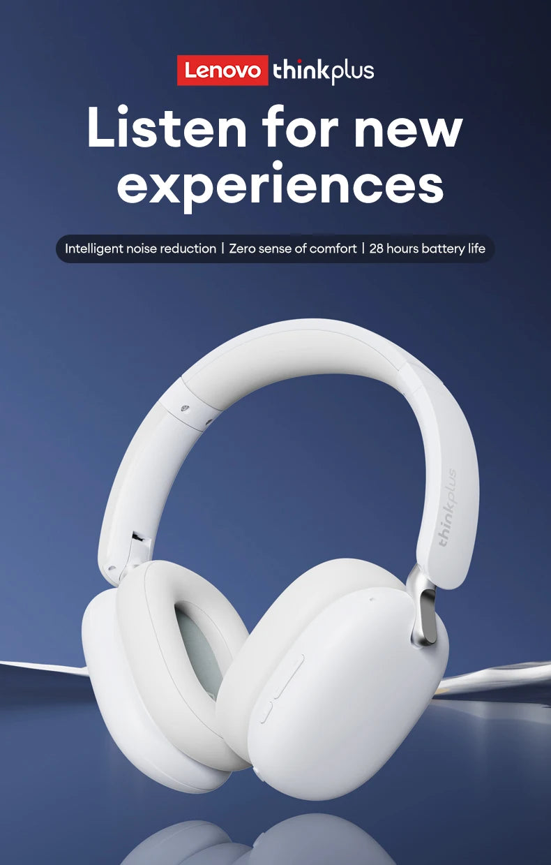 New Lenovo TH60 Game Over-ear Headset Wireless Bluetooth 5.4 Noise Cancelling Headphones Low Latency Earbuds Sport With Mic Pods