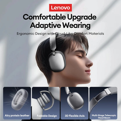 New Lenovo TH60 Game Over-ear Headset Wireless Bluetooth 5.4 Noise Cancelling Headphones Low Latency Earbuds Sport With Mic Pods