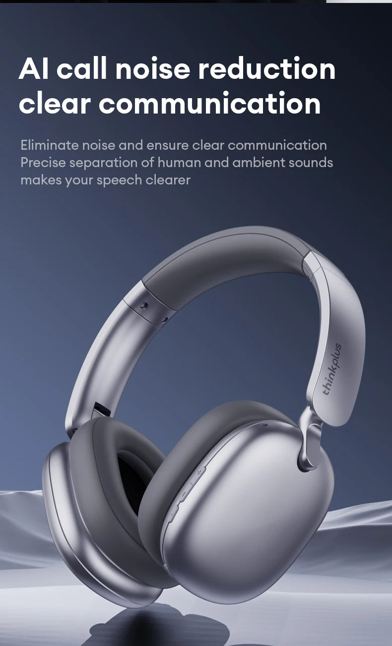 New Lenovo TH60 Game Over-ear Headset Wireless Bluetooth 5.4 Noise Cancelling Headphones Low Latency Earbuds Sport With Mic Pods