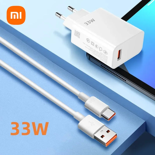 Xiaomi 33W USB Charger Fast Charging Charger Kit Mobile Phone Adapter for Mi Redmi Note 13 12 11 Poco Phone Quick Charge Plug