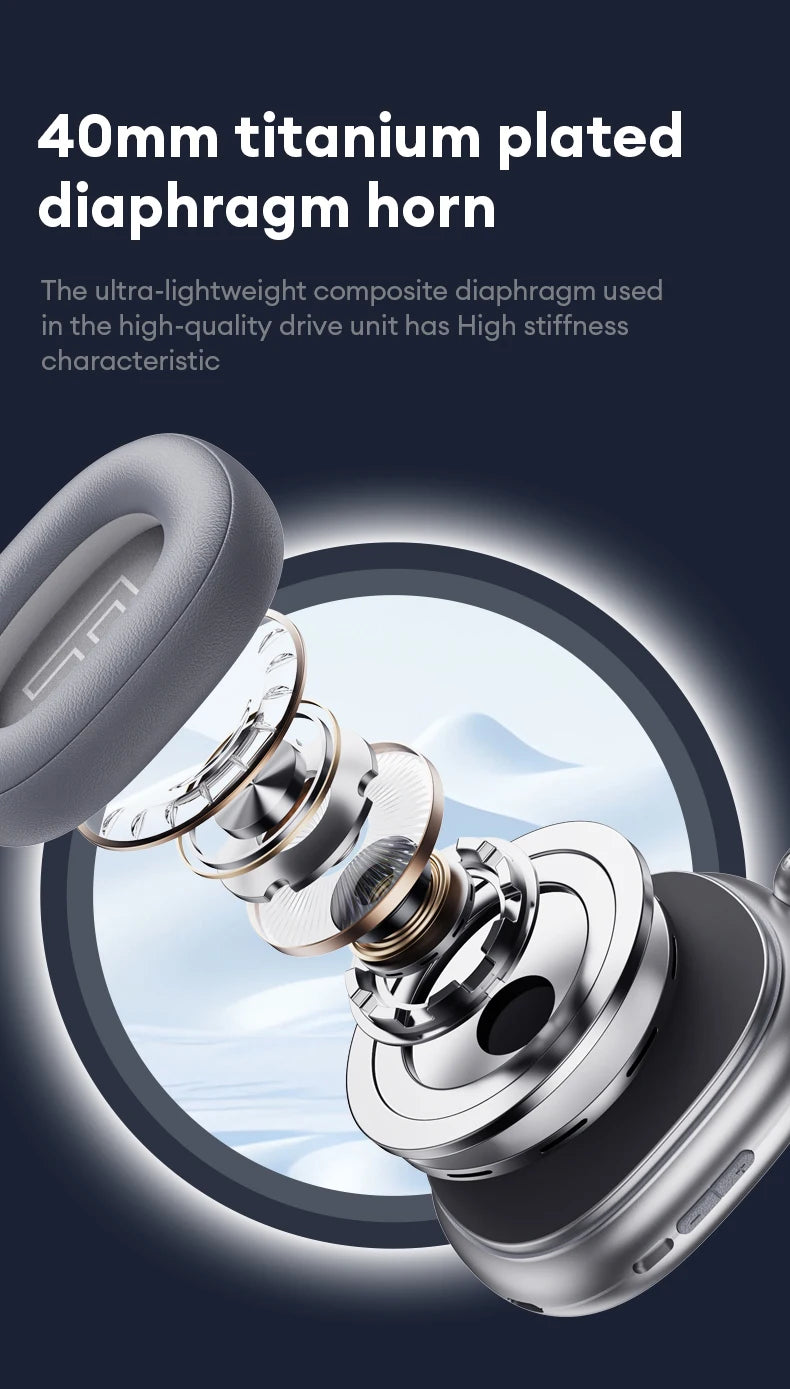 New Lenovo TH60 Game Over-ear Headset Wireless Bluetooth 5.4 Noise Cancelling Headphones Low Latency Earbuds Sport With Mic Pods