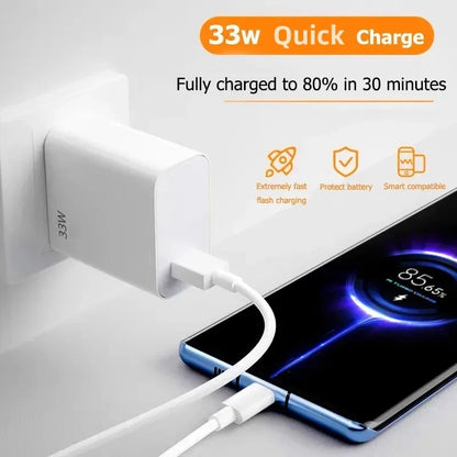 Xiaomi 33W USB Charger Fast Charging Charger Kit Mobile Phone Adapter for Mi Redmi Note 13 12 11 Poco Phone Quick Charge Plug