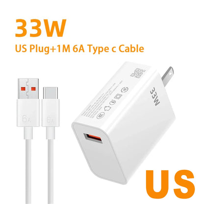 Xiaomi 33W USB Charger Fast Charging Charger Kit Mobile Phone Adapter for Mi Redmi Note 13 12 11 Poco Phone Quick Charge Plug