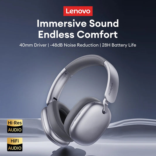 New Lenovo TH60 Game Over-ear Headset Wireless Bluetooth 5.4 Noise Cancelling Headphones Low Latency Earbuds Sport With Mic Pods